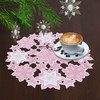 Grelucgo Set of 4 Embroidered 15-Inches Round Snowflakes Doilies for