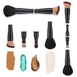 Juego de brochas de maquillaje 4 en 1, brochas de maquillaje de viaje, brocha para base, brocha para rubor, sombra de ojos, brocha para polvo, brocha 