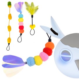 ORSDA 3 PCS Replacement Refills, Cat Toys Feather Tail,Crinkle Balls, Pom Pom Balls for Interactive Kitten Toys for Indoor Cats(3 PCS Accessories Tails)