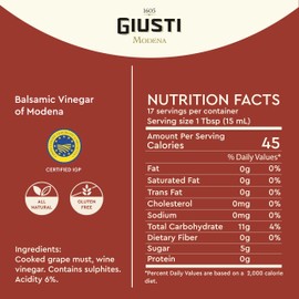 Giuseppe Giusti Balsamic Vinegar of Modena IGP – 3 Gold Medals Gran Deposito, Matured & Thick Authentic Italian Gourmet Aceto Balsamico di Modena, With Pourer – 8.45 fl oz (250 ml) - Pack of 1