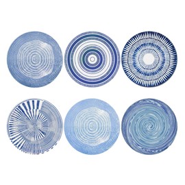 Blue Watercolor Ceramics Coasters Set of 6 Coasters for Drinks Absorbent Double-Sided Leather PVC Coaster for Tabletop Protection Coffee Table Decor Ideal for Home Decor House Warming Gifts