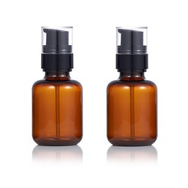 2Pcs 120Ml/4oz Empty Amber Plastic Lotion Pump Bottles with Black Pump Travel Bottles for Toiletries Refillable Makeup Cosmetic Soap Dispenser Container for Cream Shampoo Essential Oil