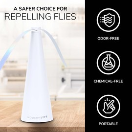 Fly Fan for Tables - USB or AA Battery Powered - Fly Swatter for Outdoor Dining Or Food at Parties, Restaurants, Outdoor Table, Fly Spinner, Keep Flies Away (2 Pack - White)