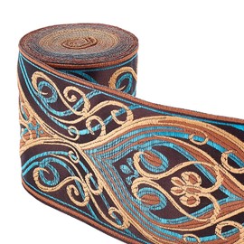 PH PandaHall 7 m 9.2 cm Jacquard Ribbon, Single Sided Embroidered Lace Trim, Woven Ribbon, Fabric Trim, Fringe for Sewing, Craft, Home Decor, Wedding, Gift Wrapping Paper, Bag Strap Decoration