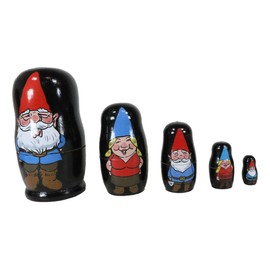 Ebros Gift Whimsical Fairy Garden Mr Mrs Gnome Family Wooden Stacking Nesting Figurines 5 Piece Set Hand Painted Wood Decorative Collectible Matryoshka Sculptures Christmas Mother's Day Birthday