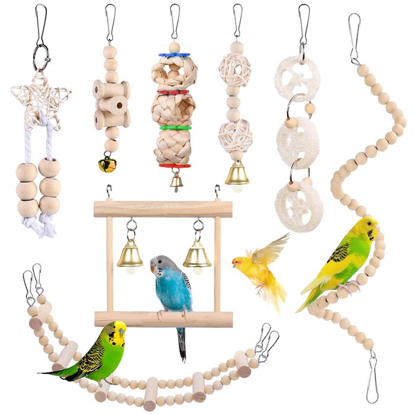 Eulihent 8 Pcs Bird Toys for Caged Birds Budgie Toys