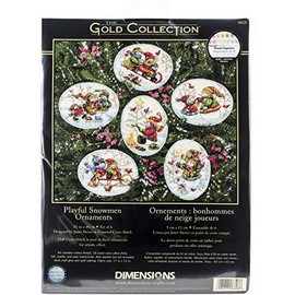 Gold Collection Playful Snowman Ornaments Counted Cross Stit-Up To 4-1/2" Set Of Six