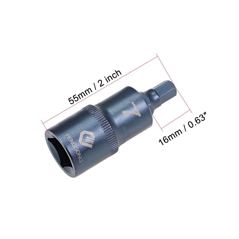 TOP-VIGOR Hex Bit Socket, 1/2" Drive x H7 (7mm) Allen