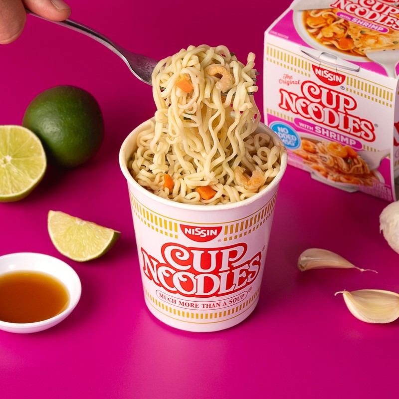 Nissin Cup Noodles Soup, Shrimp Flavor, Microwaveable Paper Cups, Instant