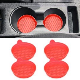 Couslcd 4PCS Car Cup Holder Coasters, Universal Silicone Non-Slip Insert Cup Coasters, Soft Wave Pattern Cup Holders, Car Interior Accessories for SUV, Truck, RV (Red)
