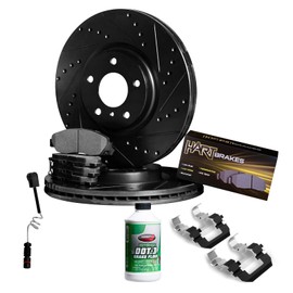 Hart Brakes Front Brakes and Rotors Kit |Front Brake Pads| Brake Rotors and Pads| Semi Metallic Brake Pads and Rotors| Hardware Kit and Brake Sensor - BHC1.32002.53