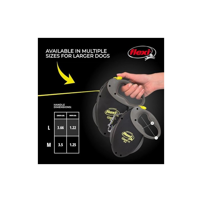 Flexi Giant Tape Leash , 26 ft, Large, Black/Neon