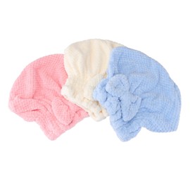 OHPHCALL 3pcs Coral Fleece Shower Cap Heat Protection Hair Bonnet Women Girls Dry Hair Cap Random Style