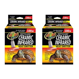 Zoo Med 2 Pack of ReptiCare Ceramic Infrared Heat Emitters, 100 Watt, for 30 to 40 Gallon Terrariums