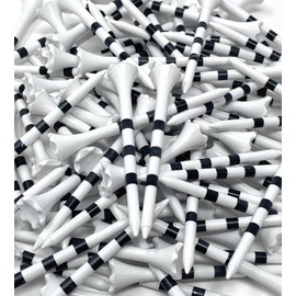NorthPointe 3 ¼” Plastic Golf Tees – White with Black Stripes - 100 Golf Tees Plastic in Bulk (100, 3 1/4)