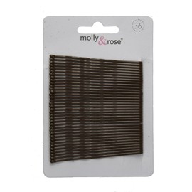 Card of 36 Hair Kirby Grips Bobby Pins 65mm-Brown