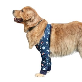 HDKUW Dog Elbow Protector for Calluses, Dog Joint Recovery Sleeve for Prevent Licking Wound, Elbow Sleeves with Mesh Pad for Medium Large Dogs (L, Universe)
