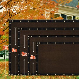 iCover 6x50ft Privacy Screen Fence, Outdoor Fencing Panels, Garden Windscreen Mesh Shade Sail Net Barrier, Include Reinforced Bindings and Brass Grommets Cable Zip Ties, Brown