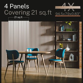 Zenique Oak Wood Slat Acoustic Panels – 4PCS (94.5" x 7.9") | Premium Sound-Dampening Wall & Ceiling Panels for Stylish Noise Reduction & Modern Décor | Soundproof Wall Panels (Washed Oak)