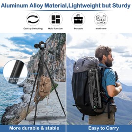 68" Tripod for Camera, 2 in1 Camera Tripods & Monopods with Removable Handle, Professional CNC Ball Head Camera Tripod, Heavy Duty Tripod for DSLR Camera Lasers Spotting Scope Binoculars Telescope