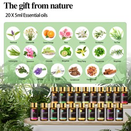 MAYJAM MAYJAM Tea Tree 20 Pcs Pure Essential Oil Gift Set, for Diffuser, Humidifiers, Skin Care, Massage, Fragrance Oil Scent for DIY Candle and Soap Making, Gift for Friend (5ML)