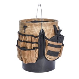 Readywares Waxed Canvas Tool Bucket Organizer, Heavy Duty with 58 Pockets, 5 Gallon Bucket Tool Organizer
