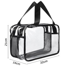 Large Clear PVC Cosmetic Bag, Multi-Functional Makeup Pouch, Travel Toiletry Organizer, with Wet/Dry Separation, Reinforced Stitching for Gym/Beach/Tourl