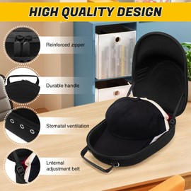 HZJYW Black Hat Box with Carry Handle and Adjustable Shoulder Strap Travel Hat Box for Travel and Home Storage