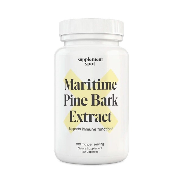Supplement Spot Maritime Pine Bark Extract 100 mg per Serving| Pine Bark Supplement for Natural Health Support | Antioxidant Formula (120 Capsules)