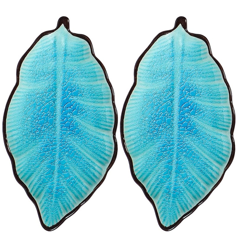 Sanbege 2 Pack Leaf Spoon Rest, Ceramic Ladle Holder, Modern