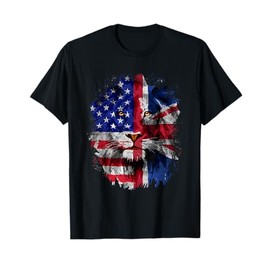 Vintage British American Flag Lion Union Jack & USA Flag T-Shirt
