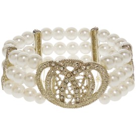 Bracelet - Faux Pearl and Rhinestone Love Knot - Kiki's Love Knot