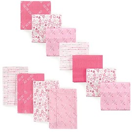 Luvable Friends Unisex Baby Cotton Flannel Burp Cloths and Receiving Blankets, 11-Piece, Love, One Size