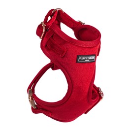 Fluffy Tailers Luxury Red Velvet Dog Harness Extra Small | No Pull, Fully Adjustable Puppy Harness with Breathable Padded Chest Strap for Small & Teacup Sized Dogs, Comfortable, Stylish & Safe
