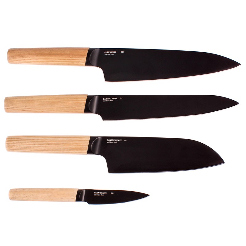 Berghoff Ron 4Pc Non-stick Kitchen Knife Set With Wood Handle