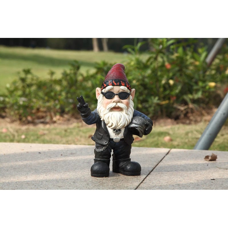 Hi-Line Gift Exclusive Biker Garden Gnome Men/Women Statue Yard Lawn