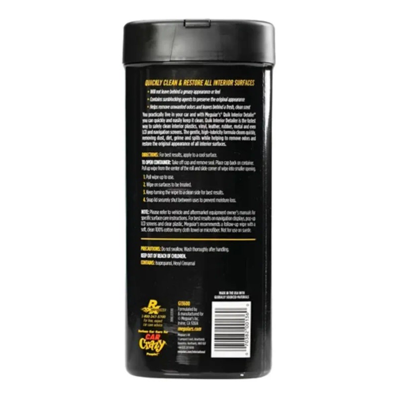 Toallas Limpiadoras Quik Interior De Auto X25 Uds Meguiar's