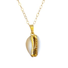 Gold Dipped Cowrie Shell Necklace, 24K Gold electroplated Cowrie Shell, Seashell Necklace, Beach Girl, Mermaid Necklace, Bridal, Gold Fill.