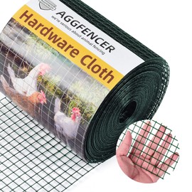 AggFencer 8in x 25ft Green Hardware Cloth 1/2 inch 19Ga PVC Coated Wire Mesh Vinyl Coated Fence, Welded Metal Chicken Wire Fencing Roll, Garden Plant Fencing, for Chicken Coop and Home Improvement