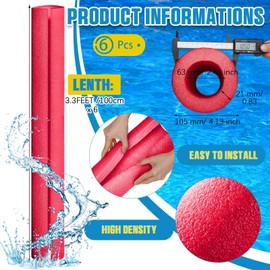 Hanaive 6 Pcs 40 x 4.1 Inch Jumbo Pool Noodles Foam Pre Slit Clamp Foam Protection Insulation Foam Tubes for Padding Large Foam Tube for Swimming Floating Craft Projects Padding Bumper(Red)