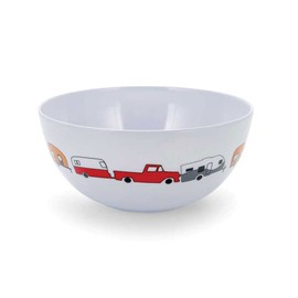 Camco Life is Better at The Campsite Bowl | White with Multicolor Retro RV, Trailer and Camper Print | (53222)