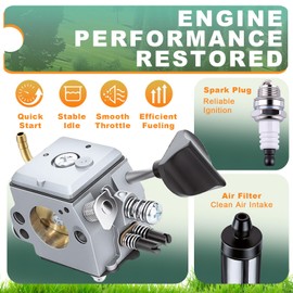 Podoy BR340 BR420 Blower Carburetor Kit with Air Filter and Fuel Lines