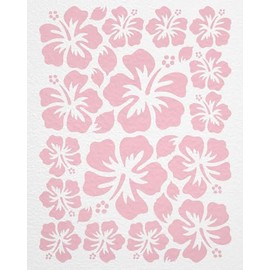 WANDfee Wall Sticker Hibiscus Flowers Choice of Colours Pink Wall Sticker Tile Stickers