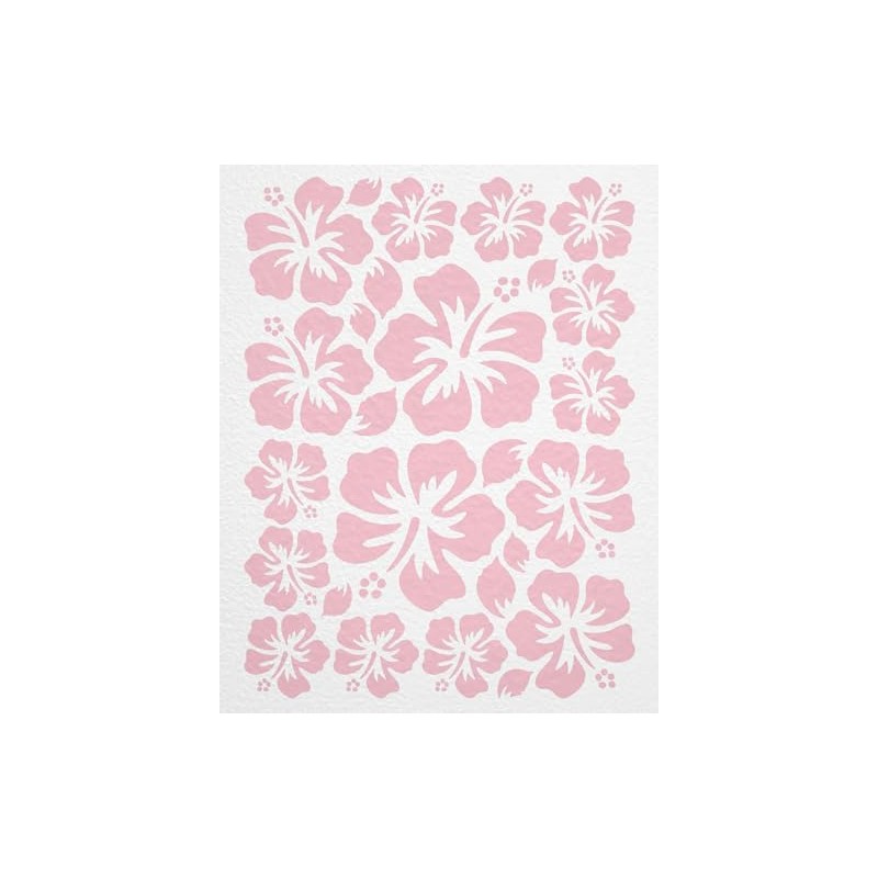 WANDfee Wall Sticker Hibiscus Flowers Choice of Colours Pink Wall
