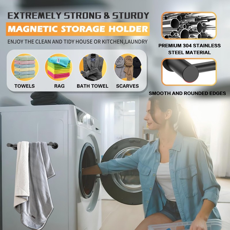 ULIBERMAGNET Magnetic Towel Holder, Magnetic Towel Bar Holder with Adjustable
