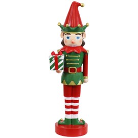 Sunnydaze Jingles The Elf 17-Inch Indoor Christmas Nutcracker Statue - Hand-Painted Polyresin Construction