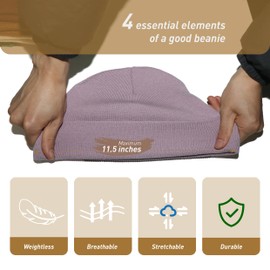 ANJBAM OEM Acrylic Polyester Blend Ridge Cuff Beanie - Unisex Warm Winter Hat One Size, Seasonal Clearance Lavender, Grey, One Size