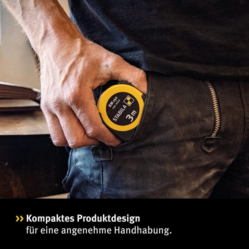 STABILA BM 150 Pocket Tape Measure, 3 m, Metric Scale,