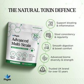 Physis Advanced Probiotics 50 Billion CFU | Gut Health | Digestion Comfort | Microbiome Support | Bloated Stomach Relief | 120 Capsules up to 4 Month Supply | for Men & Women | Made in The UK