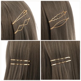 Frcolor Hair Pin, Gold, Three Pin, Pearl, With Bangs, Hair Clip, Hair Accessory, Gold, Stylish, Set of 17, Random Mix Pattern